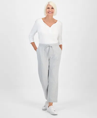 Style & Co Petite Drawstring-waist Cropped Sweatpants, Macy's Exclusive In Gray