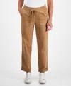 Style & Co Petite Drawstring-waist Tapered Utility Pants, Macy's Exclusive In Brown