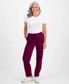 Style & Co Petite Drawstring-waist Tapered Utility Pants, Macy's Exclusive In Burgundy
