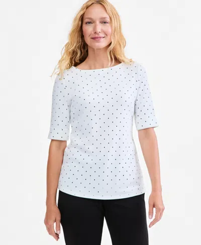 Style & Co Petite Elbow-sleeve Boat Neck Knit Top, Macy's Exclusive In Brown