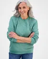 Style & Co Petite Embroidered Crewneck Sweatshirt, Exclusively At Macy's In Green
