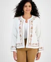 Style & Co Petite Embroidered Edge Jacket, Macy's Exclusive In White