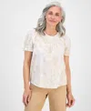 Style & Co Petite End On End Contrast-stitch Top, Exclusively At Macy's