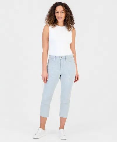 Style & Co Petite Engineer-stripe High-rise Cropped Jeans, Macy's Exclusive In Blue
