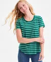 Style & Co Petite Essential Printed Short-sleeve T-shirt, Macy's Exclusive In Multi
