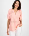 Style & Co Petite Eyelet Summer Split-neck Top, Exclusively At Macy's