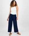 Style & Co Petite Eyelet-trim Wide-leg Pants, Exclusively At Macy's In Blue