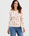 Style & Co Petite Faded Floral Printed Top In Neutral