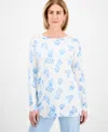 Style & Co Petite Fine-gauge Tunic Sweater, Exclusively At Macy's In Fuana Blue