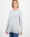 Style & Co Petite Fine-gauge Tunic Sweater, Exclusively At Macy's In Sky Grey Heather