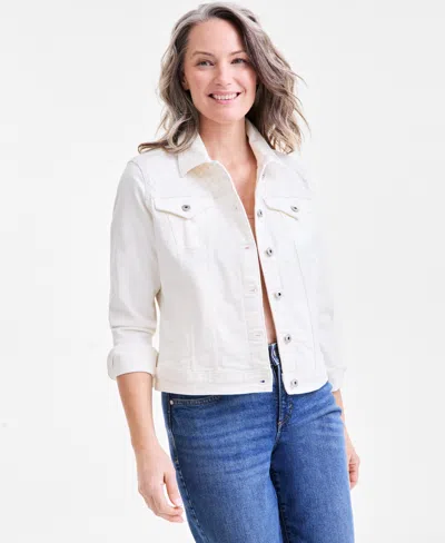 Style & Co Petite Floral Embroidered Denim Jacket, Exclusively At Macy's In Still Emb