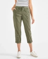 STYLE & CO PETITE FLORAL-EMBROIDERED TWILL-TAPE PANTS, CREATED FOR MACY'S