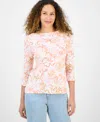 Style & Co Petite Spotty Airy Floral-print Cotton Top, Exclusively At Macy's In Pink