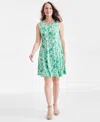 Style & Co Petite Floral-print Sleeveless Flip-flop Dress, Exclusively At Macy's In Green