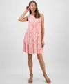 Style & Co Petite Floral-print Sleeveless Flip-flop Dress, Exclusively At Macy's In Flroal Pink