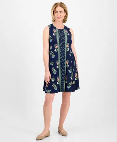 Style & Co Petite Floral-print Sleeveless Flip-flop Dress, Exclusively At Macy's In Runway Flr Blue