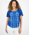 Style & Co Women's Printed Scoop-neck Top, Exclusively At Macy's