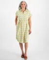 STYLE & CO PETITE FLOWER BUNCH CAMP SHIRT DRESS, CREATED FOR MACY'S