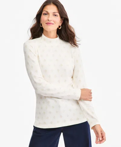 Style & Co Petite Foulard Mock Neck Long-sleeve T-shirt, Macy's Exclusive In White