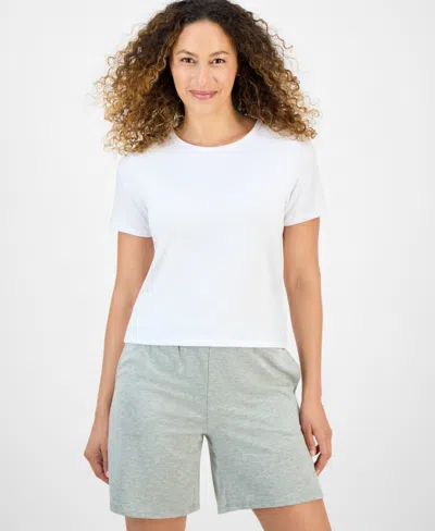 Style & Co Petite French Terry Short-sleeve T-shirt, Exclusively At Macy's In White