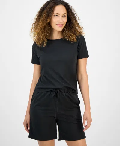 Style & Co Petite French Terry Short-sleeve T-shirt, Exclusively At Macy's In Black