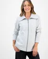 Style & Co Petite Full-zip Tunic Sweatshirt, Macy's Exclusive In Gray