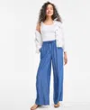 Style & Co Petite Gauze Wide-leg Pull-on Pants, Created For Macy's