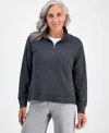 Style & Co Petite Heathered Waffle-knit Half-zip Sweatshirt, Macy's Exclusive