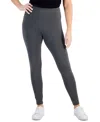 Style & Co Petite High-rise Basic Leggings, Created For Macy's In Charcoal Heather