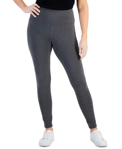Style & Co Petite High-rise Basic Leggings, Created For Macy's In Charcoal Heather