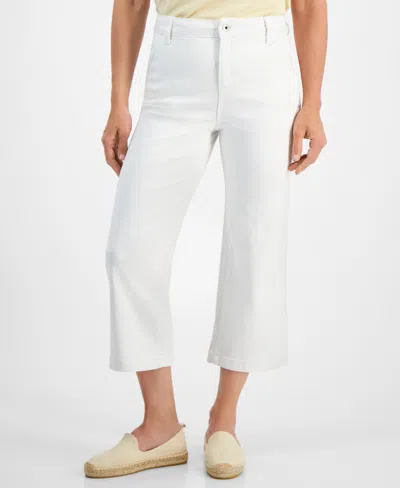 Style & Co Petite High-rise Cropped Wide-leg Jeans, Created For Macy's In Shiitake