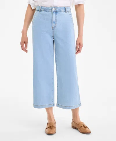 Style & Co Petite High-rise Cropped Wide-leg Jeans, Exclusively At Macy's