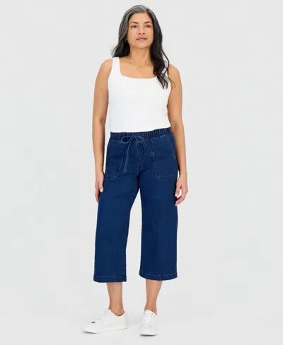 Style & Co Petite High Rise Cropped Wide Leg Jeans, Macy's Exclusive In Blue