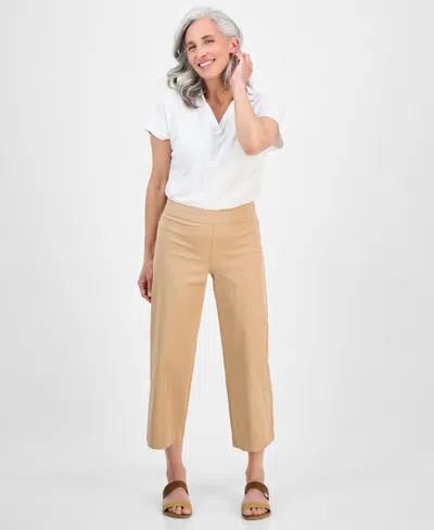 Style & Co Petite High-rise Cropped Wide-leg Pants, Exclusively At Macy's