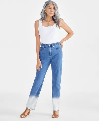 Style & Co Petite High Rise Dip-dye Straight-leg Jeans, Created For Macy's In Dip Dye