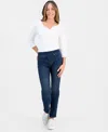 Style & Co Petite High-rise Pull-on Straight-leg Jeans, Macy's Exclusive In Blue