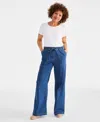 Style & Co Petite High-rise Pull-on Wide-leg Jeans, Exclusively At Macy's In Blue