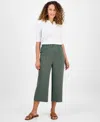 Style & Co Petite High-rise Pull-on Wide-leg Pants, Exclusively At Macy's In Green