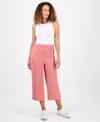 Style & Co Petite High-rise Pull-on Wide-leg Pants, Exclusively At Macy's In Pink