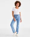 Shop Style & Co Petite High-rise Straight-leg Jeans, Exclusively At Macy's In Light Moti
