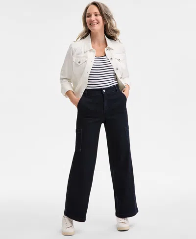 Style & Co Women's High-rise Wide-leg Cargo Jeans, Exclusively At Macy's In Rinse
