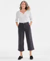 Style & Co Petite High-rise Wide-leg Cropped Jeans, Exclusively At Macy's In Grey