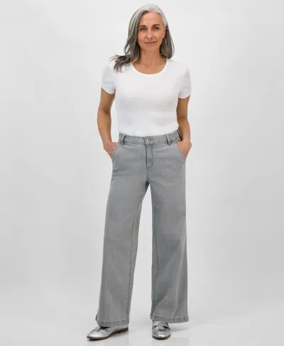 Style & Co Petite High-rise Wide-leg Denim Jeans, Exclusively At Macy's In Light Sulp