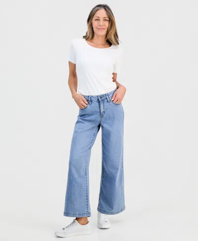 Style & Co Petite High-rise Zip-fly Wide-leg Jeans, Macy's Exclusive In Multi