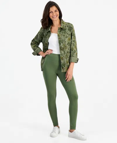 Style & Co Petite High-rise Basic Leggings, Created For Macy's In Green