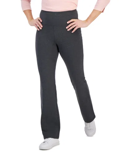 Style & Co Petite High-rise Bootcut Leggings, Created For Macy's In Charcoal Heather