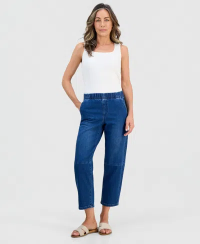 Style & Co Petite High-rise Pull-on Barrel-leg Jeans, Macy's Exclusive In Multi