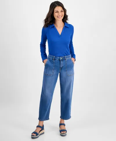 Style & Co Petite High-rise Tapered Jeans, Created For Macy's In Blue