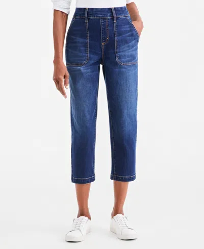 Style & Co Petite High-rise Utility Straight-leg Jeans, Macy's Exclusive In Multi