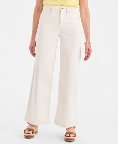 Style & Co Petite High-rise Wide-leg Jeans, Macy's Exclusive In Neutral